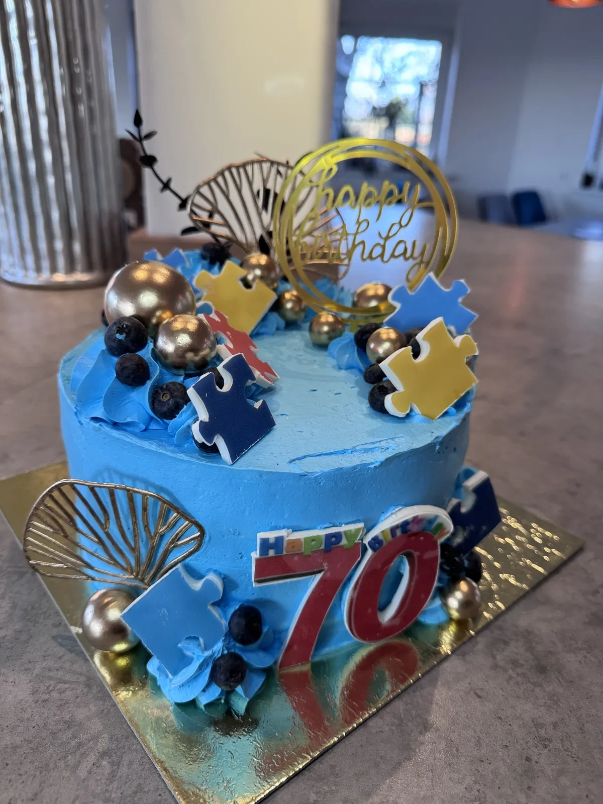 Torte zum 70. Geburtstag im Puzzle-Design